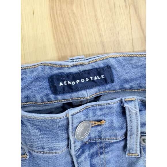 Aeropostale Low Rise Jegging 0 Stretch Light Wash Distressed Denim - Picture 2 of 4